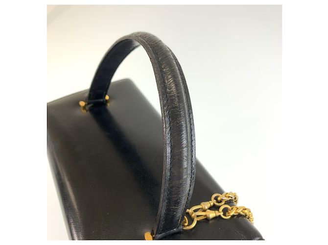 Versace Sunburst Handtasche aus schwarzem Lackleder - Ansicht 8