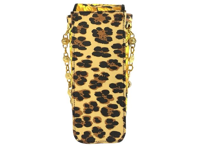 Versace Schultertasche mit Leopardenprint und Kette Schwarz Gelb - Ansicht 2