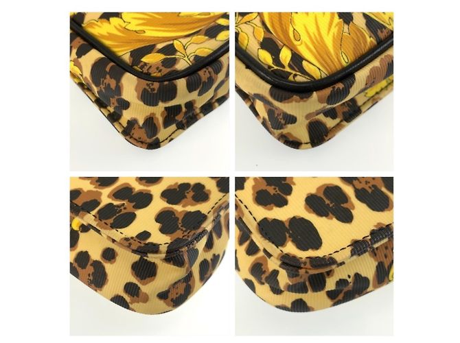Versace Schultertasche mit Leopardenprint und Kette Schwarz Gelb - Ansicht 4