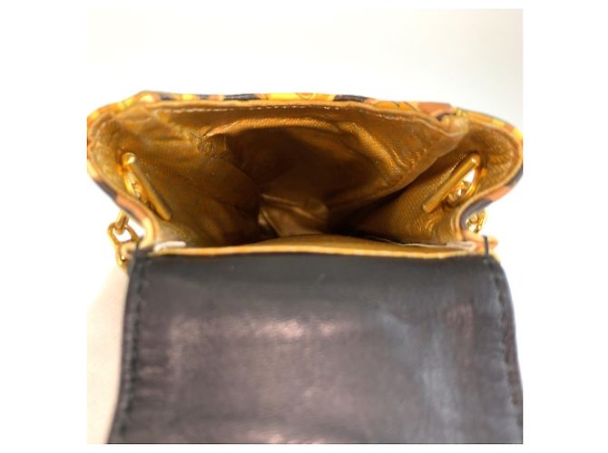 Versace Schultertasche mit Leopardenprint und Kette Schwarz Gelb - Ansicht 8