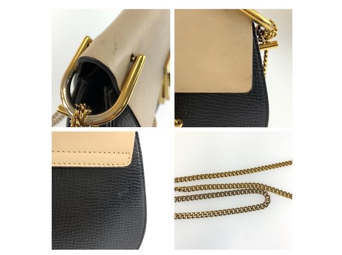 Bolsa de Ombro Chloé Drew em Couro com Corrente Preto Bege - vista 6