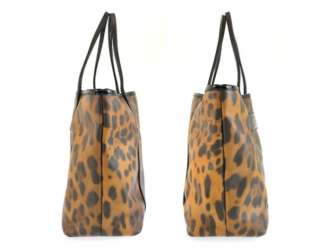 Sac cabas Dolce & Gabbana en cuir verni imprimé léopard - vue 8