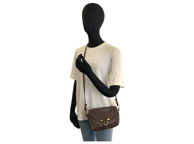 Borsa a tracolla Chloé Marcie in pelle marrone - vista 6