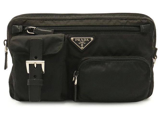PRADA Triangle Tasche - Gürteltasche aus Nylon und Leder Schwarz - Ansicht 2