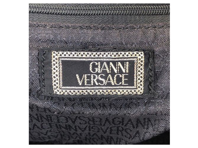 Versace Vintage Baroque Canvas Tote Bag mit Tartan-Muster Blau Grün Gelb - Ansicht 4