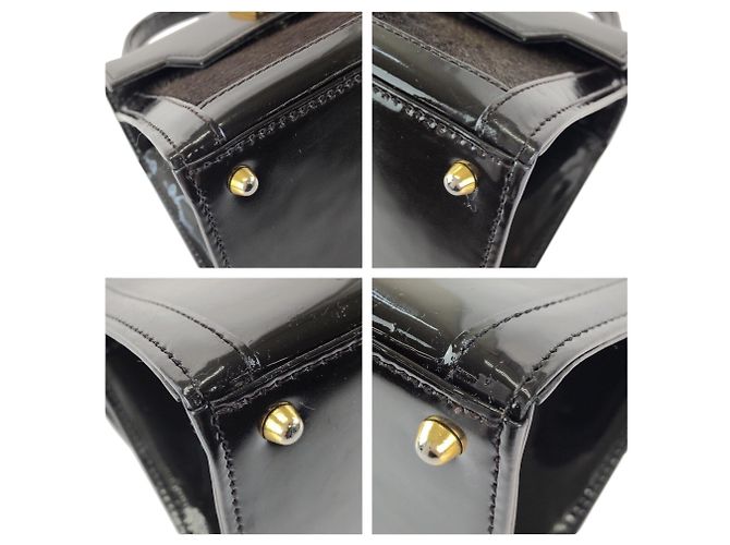 Borsa Versace Sunburst in pelle pony Marrone scuro - vista 3