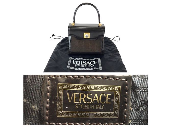 Borsa Versace Sunburst in pelle pony Marrone scuro - vista 4