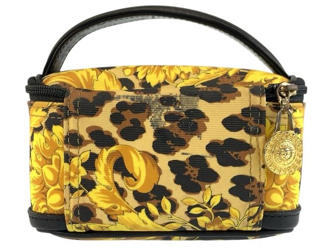 Bolso de mano pouch vanity Versace con estampado de leopardo Negro Amarillo - vista 2