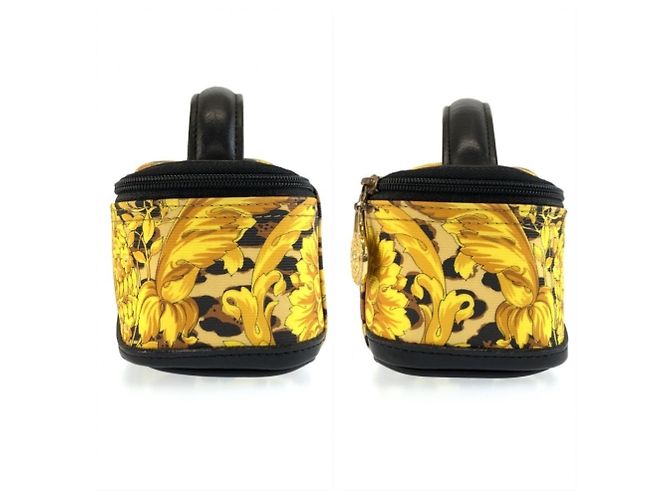Bolso de mano pouch vanity Versace con estampado de leopardo Negro Amarillo - vista 6