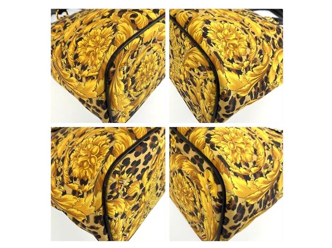 Versace Leopard Print Tote Bag Black Yellow - view 4