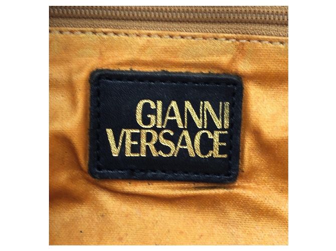 Versace Vintage Baroque Handtasche Schwarz Gelb - Ansicht 4