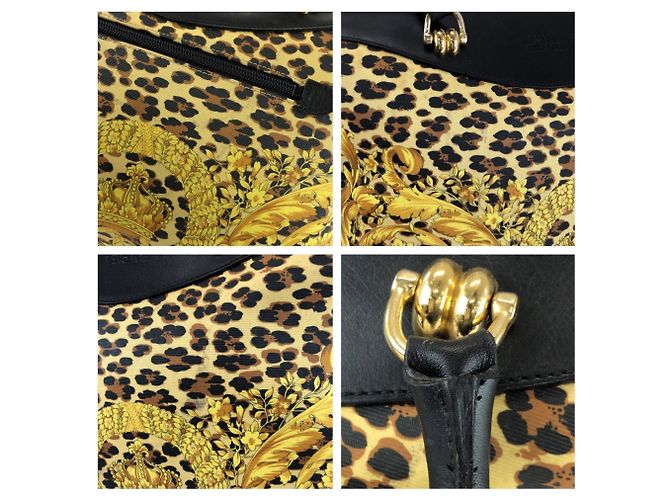 Versace Vintage Baroque Handtasche Schwarz Gelb - Ansicht 5