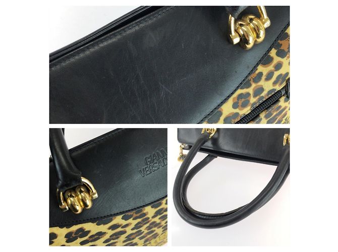 Versace Vintage Baroque Handtasche Schwarz Gelb - Ansicht 6
