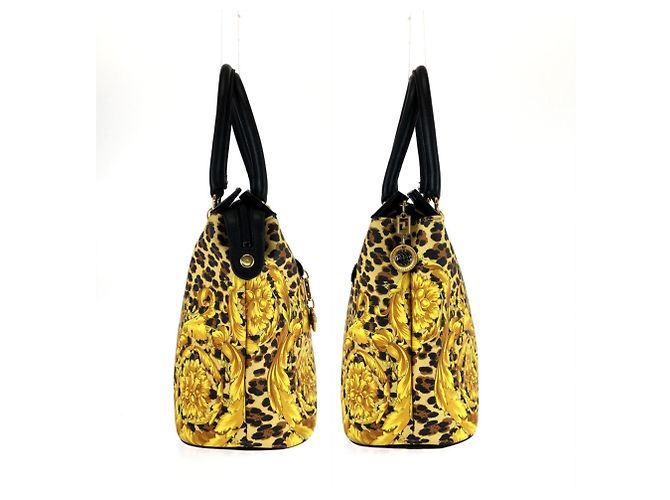 Versace Vintage Baroque Handtasche Schwarz Gelb - Ansicht 8