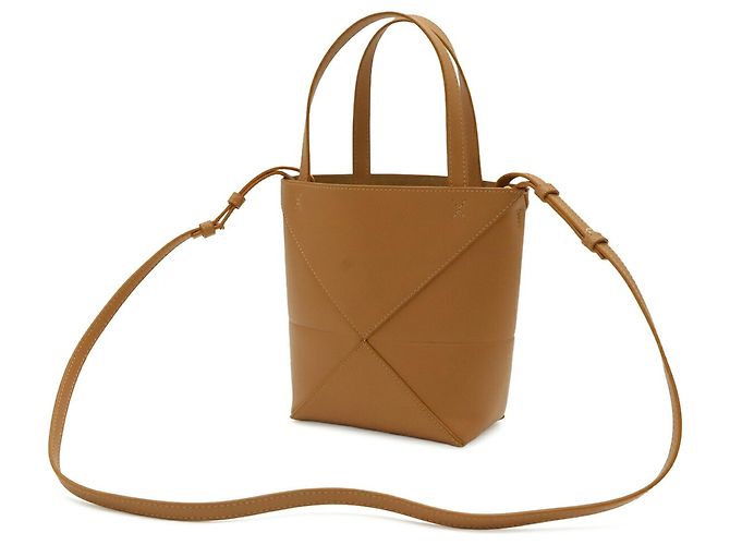 Sac Mini Cabas Puzzle Fold Loewe Camel - vue 3