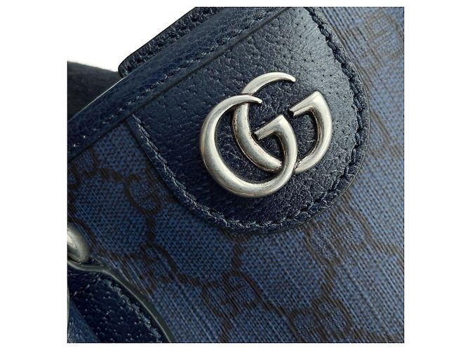 Gucci GG Supreme Mittlere Ledertote Marineblau - Ansicht 10