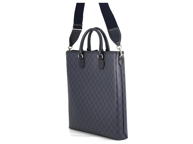 Gucci GG Supreme Mittlere Ledertote Marineblau - Ansicht 2