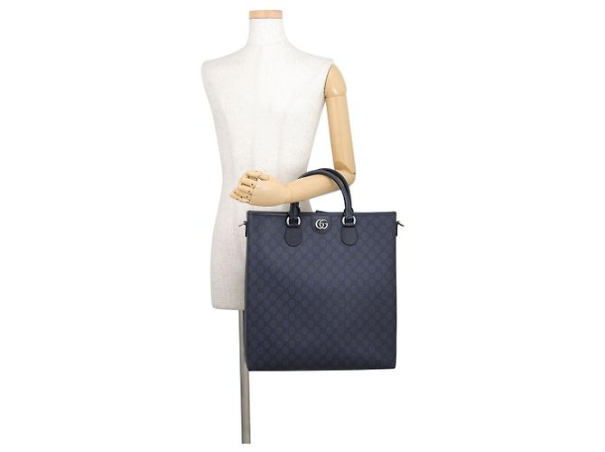 Gucci GG Supreme Mittlere Ledertote Marineblau - Ansicht 4