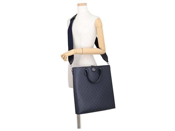 Gucci GG Supreme Mittlere Ledertote Marineblau - Ansicht 5
