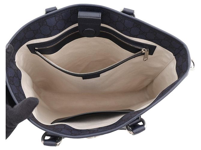 Gucci GG Supreme Mittlere Ledertote Marineblau - Ansicht 6