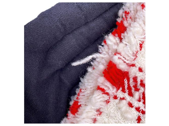 Chanel Red and White Wool Stole - view 4