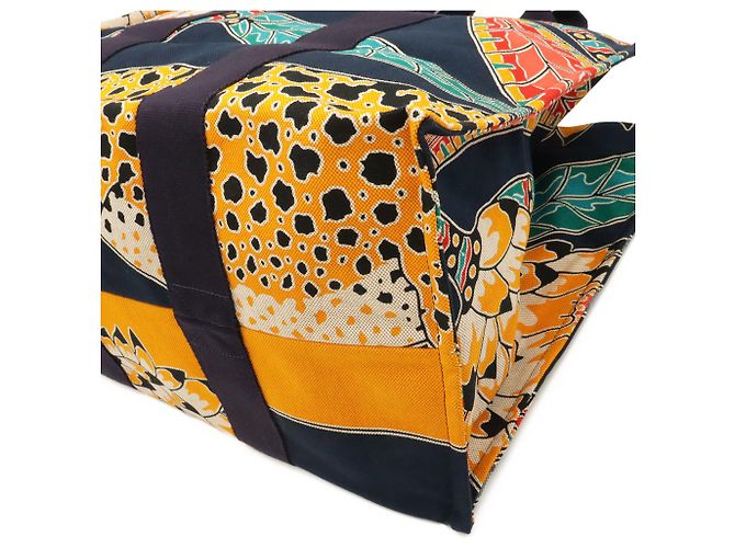 Hermès Sac Cabas de Plage Large Hermes Multicolore Bleu Marine - vue 4