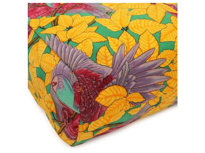Hermès Hermes Große Tote/Schultertasche mit Botanical Bird Print Mehrfarben Grün Gelb - Ansicht 4