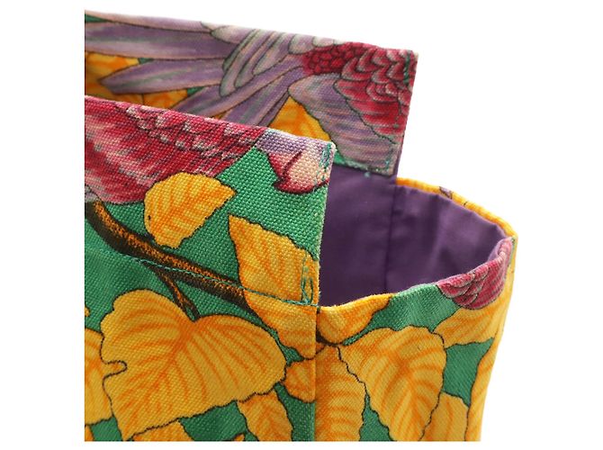 Hermès Hermes Große Tote/Schultertasche mit Botanical Bird Print Mehrfarben Grün Gelb - Ansicht 5