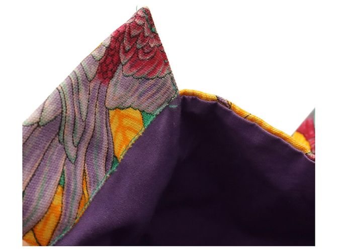 Hermès Hermes Große Tote/Schultertasche mit Botanical Bird Print Mehrfarben Grün Gelb - Ansicht 8