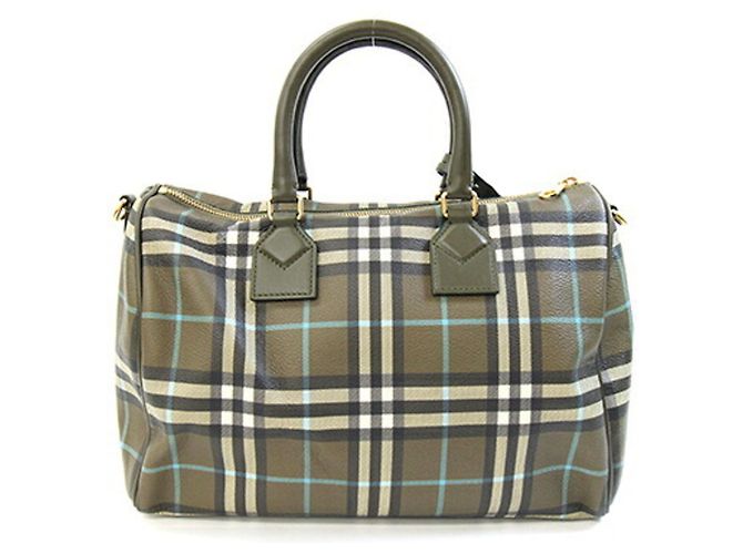 Borsa a mano in pelle verde oliva Burberry - vista 2