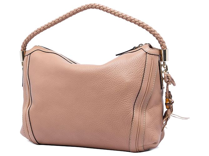 Borsa a spalla Bella Gucci in pelle di vitello martellata marrone Medium Carne - vista 2