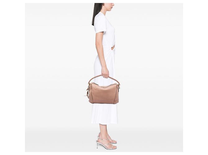 Borsa a spalla Bella Gucci in pelle di vitello martellata marrone Medium Carne - vista 5