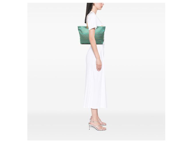 Fendi Beige Zucchino Canvas Tote Türkis - Ansicht 6