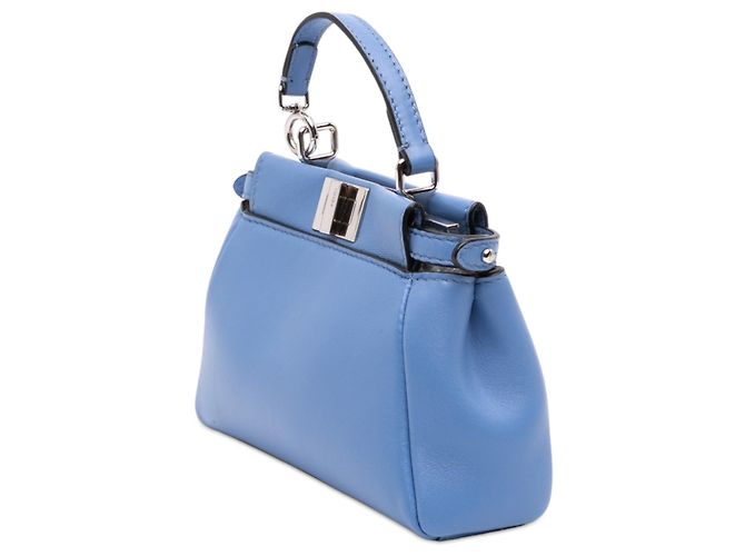 Borsa Satchel Fendi Peekaboo Iconic in Micro Nappa Blu Blu chiaro - vista 2