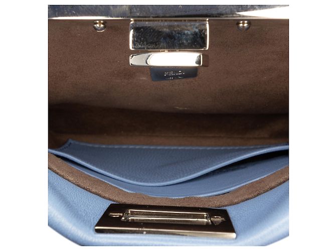 Borsa Satchel Fendi Peekaboo Iconic in Micro Nappa Blu Blu chiaro - vista 4