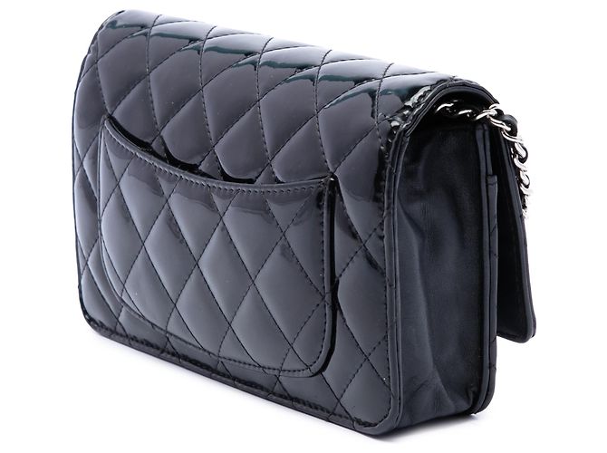 Portafoglio Chanel Black CC Quilted Patent Wallet On Chain Nero - vista 2