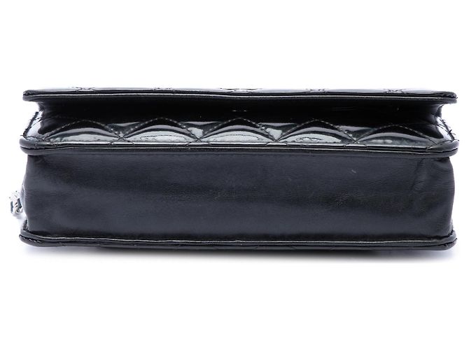 Portafoglio Chanel Black CC Quilted Patent Wallet On Chain Nero - vista 3