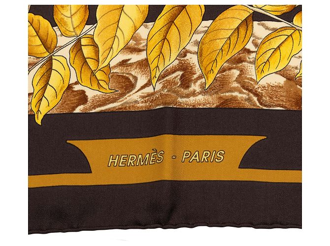 Pañuelo de seda Hermès Brown Casse Noisette 90 Castaño - vista 4