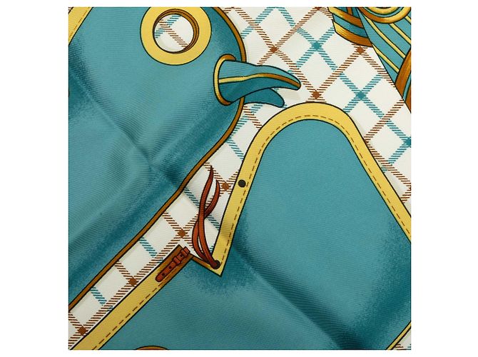 Lenço de seda Hermès Blue Camails 90 Azul - vista 6