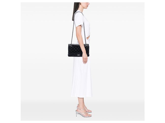 Chanel Reissue 2.55 Double Flap 227 in pelle di vitello matelassé nera Nero - vista 6