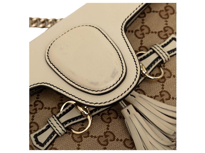 Borsa a tracolla Gucci Emily Medium in tela GG beige - vista 5
