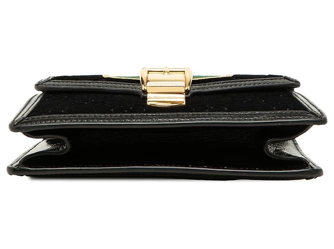 Borsa Gucci Black Mini GG Velvet Web Sylvie Top Handle Bag Nero - vista 3