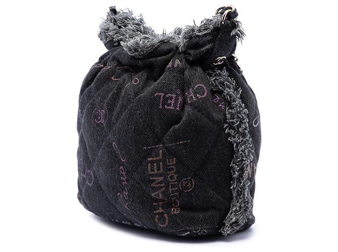 Borsa a secchiello Chanel Gray Small Denim Mood con catena Marrone Grigio antracite - vista 2