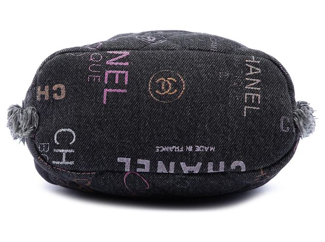 Borsa a secchiello Chanel Gray Small Denim Mood con catena Marrone Grigio antracite - vista 3