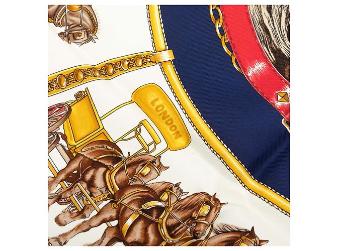 Lenço de seda Hermès Blue Chevaux de Trait 90 Azul Azul marinho - vista 5