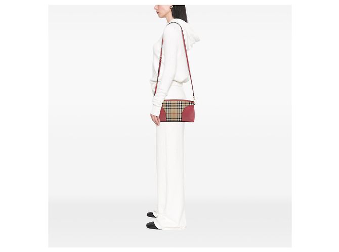 Burberry Beige Haymarket Check Coated Canvas Chichester Crossbody Bege - vista 6