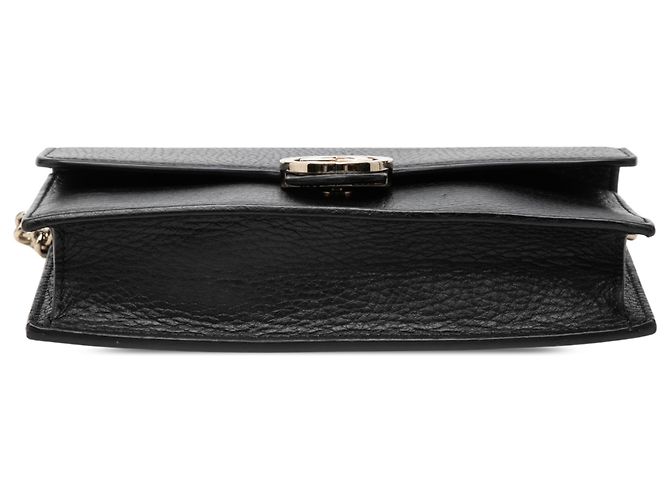 Cartera con cadena Gucci de piel de becerro Dollar negra con G entrelazadas Negro - vista 3