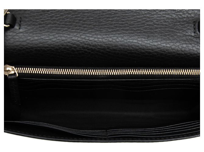 Cartera con cadena Gucci de piel de becerro Dollar negra con G entrelazadas Negro - vista 4