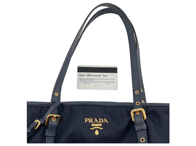 Tote Prada em Tessuto com acabamento em Saffiano azul Azul marinho - vista 15