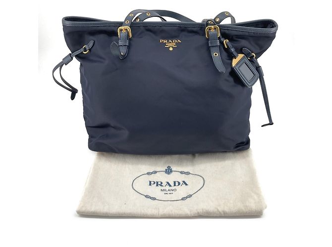 Tote Prada em Tessuto com acabamento em Saffiano azul Azul marinho - vista 16